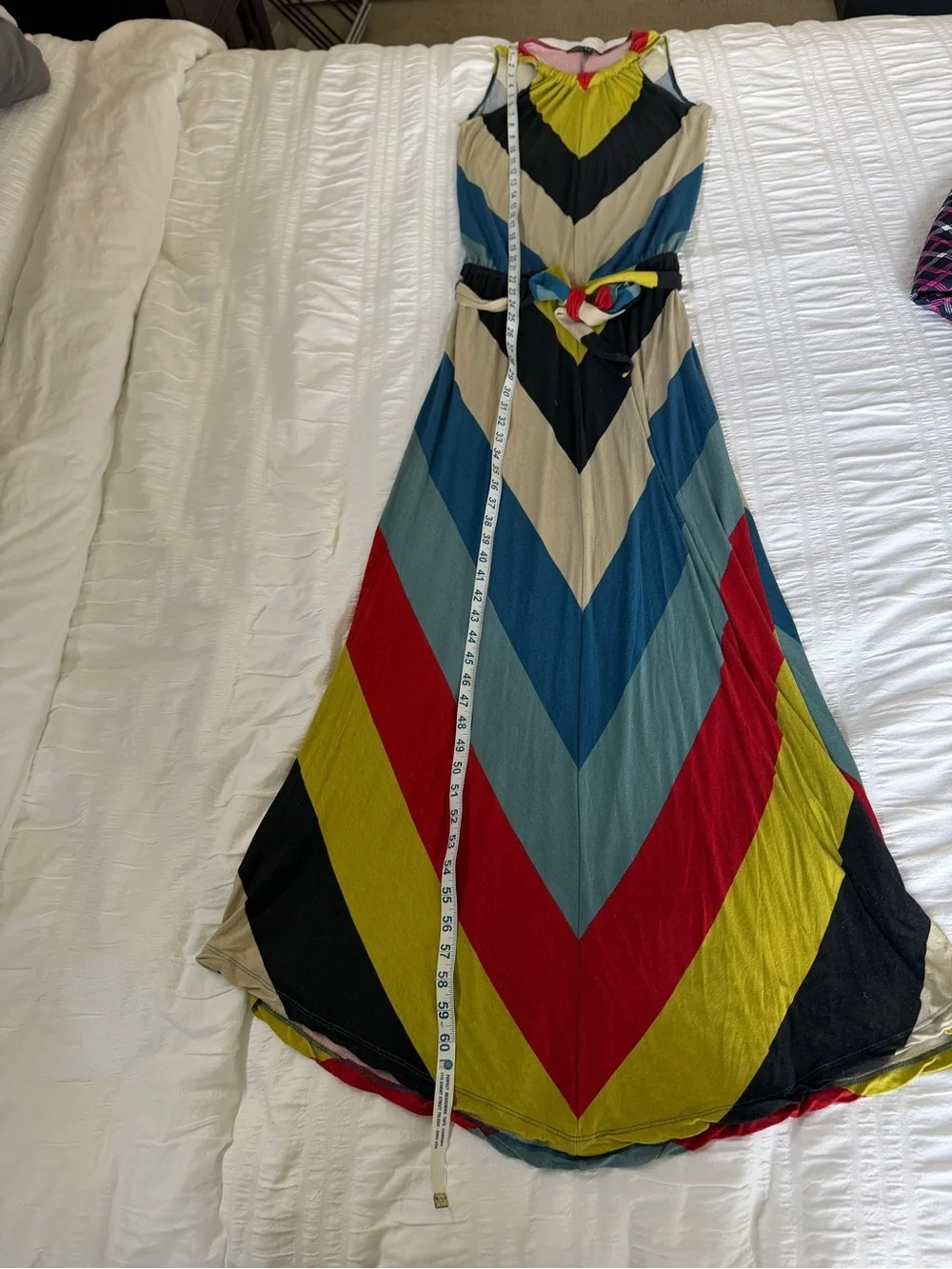 Coco Bianco Boho Colorblock Maxi Dress in Yellow, Red, Blue, Black, Cream Sz S